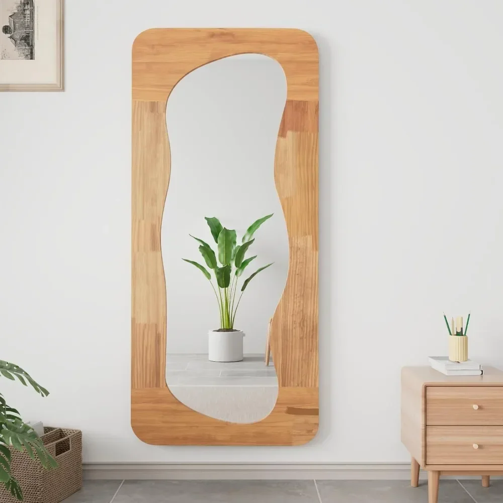 

Length Mirror Wood Framed Full Body Mirror Rectangular Shatter-Proof Mirror Hanging/Leaning Wall Mounted Wooden Elegant