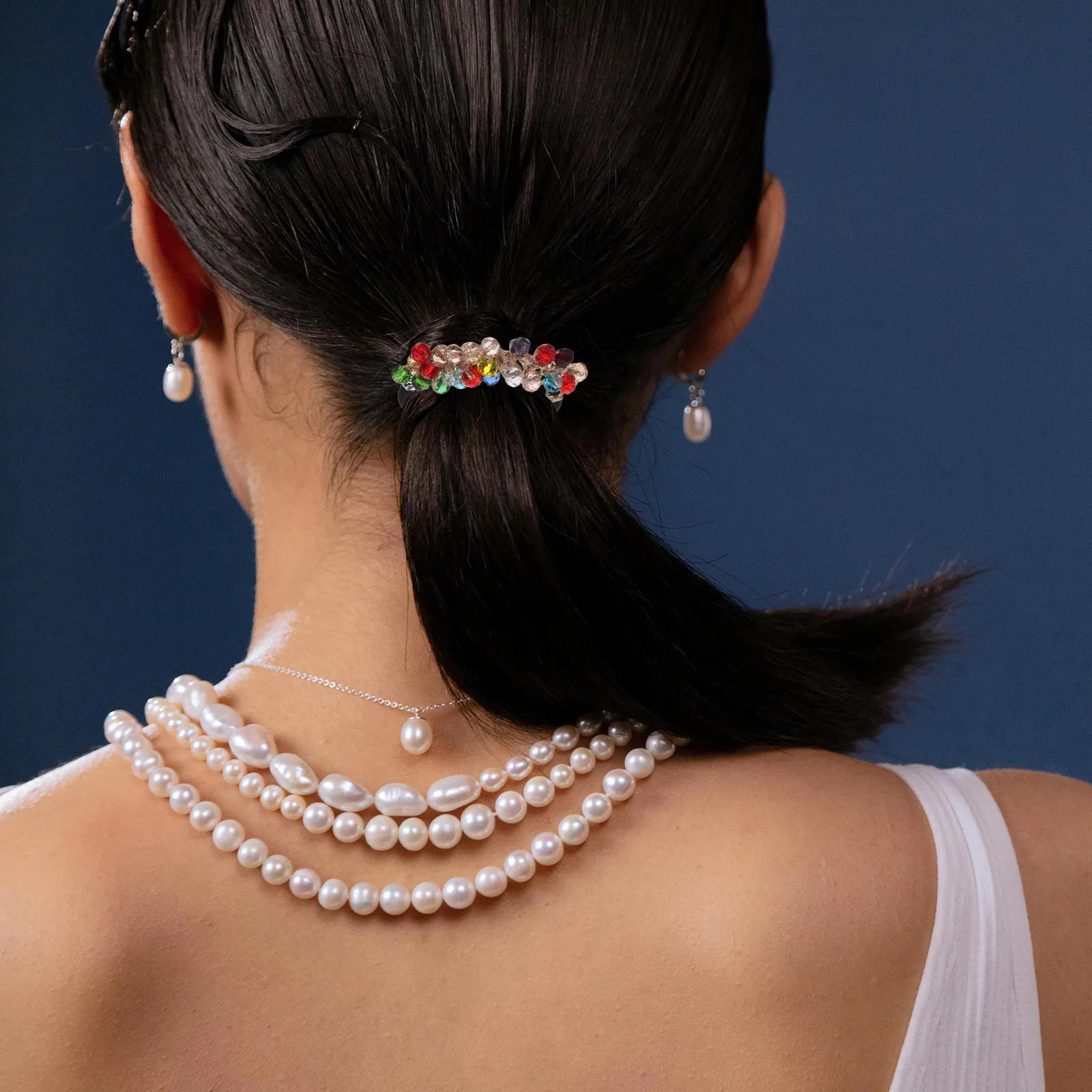 5Pcs Crystal Stone Hair Ties Elastic Ponytail Holder Bracelets Sparkly Hair Accessories for Women Hairband Bracelet Women