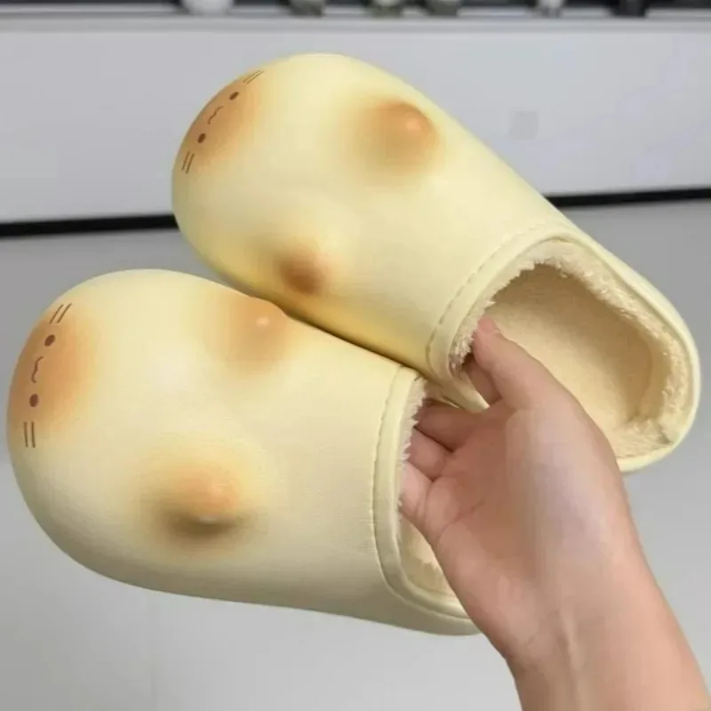 Ultra Light Cute Plush Cotton Slippers Outdoor Home Waterproof Warm Shoes Autumn and Winter Non-slip Bottom Cats Paws Slipper