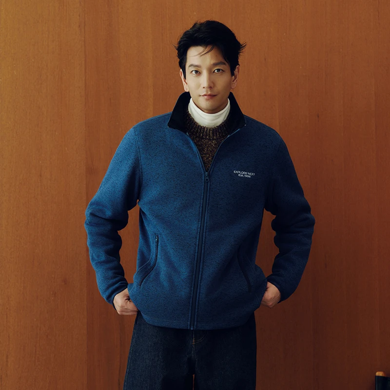 Semir سترة الرجال الاستاتيكيه هيذر متماسكة البريدي الوقوف طوق 2025 الخريف الشتاء التطريز قمة الموضة غير رسمية الملابس الرجالية