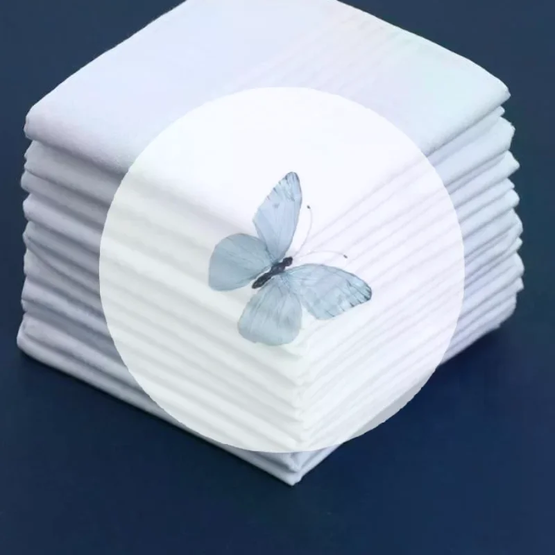 6/12 個メンズピュアホワイトハンカチ女性用無地ハンカチピュアコットンハンカチフラップポケットパンツスカーフ