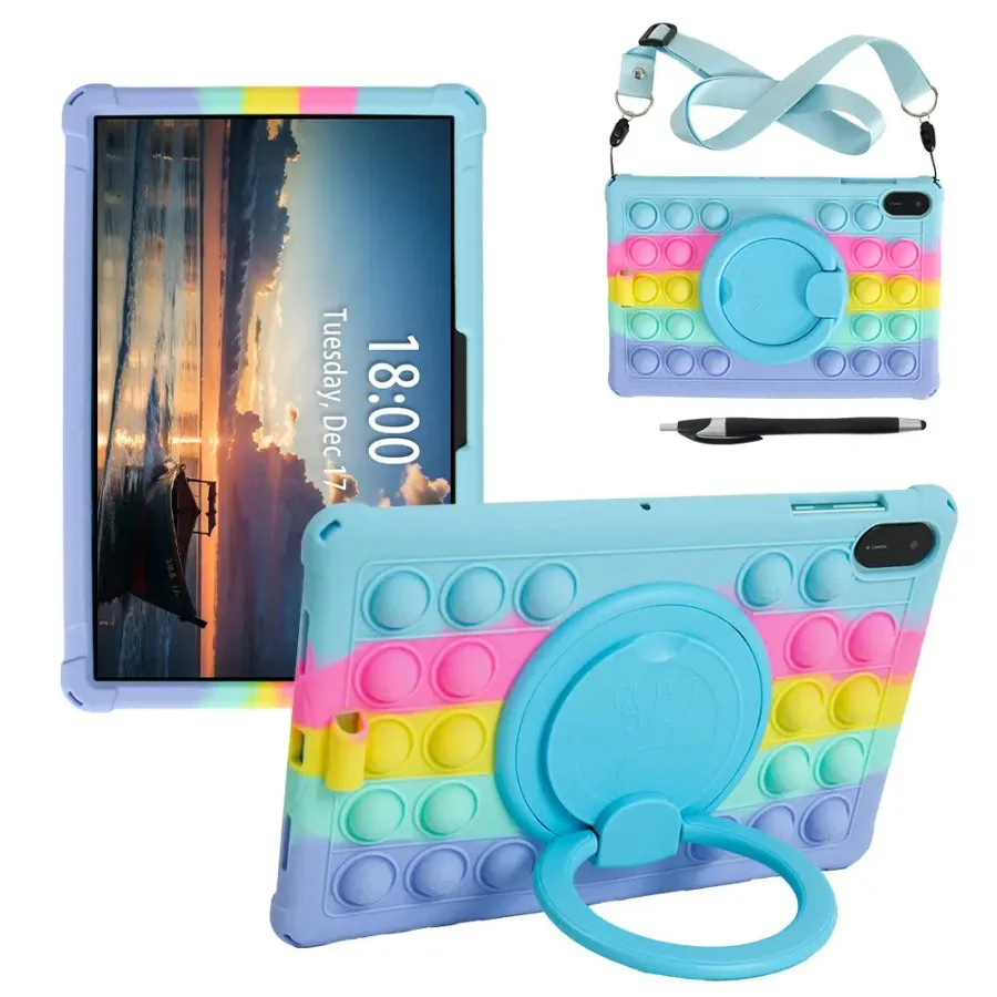 Etui na tablet Honor Pad X8A 11" Bubble Pop Obrotowe etui z miękkiego silikonu na tablet Honor Pad X9 X8A 11 cali Bezpieczna podstawka na tablet dla dzieci — zdjęcie produktu 2