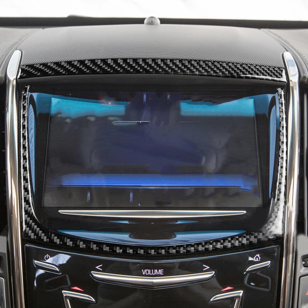 Premium Carbon Fiber Interior Navigation Display Screen Panel Trim for Cadillac for ats 2013 2019 Easy to Use and Install