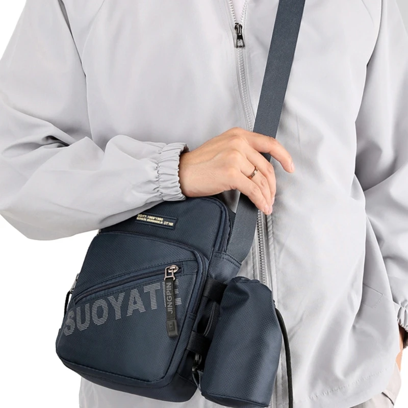 Bolso hombro único, duradero impermeable, con múltiples compartimentos, bolso hombro nailon, elegante para senderismo