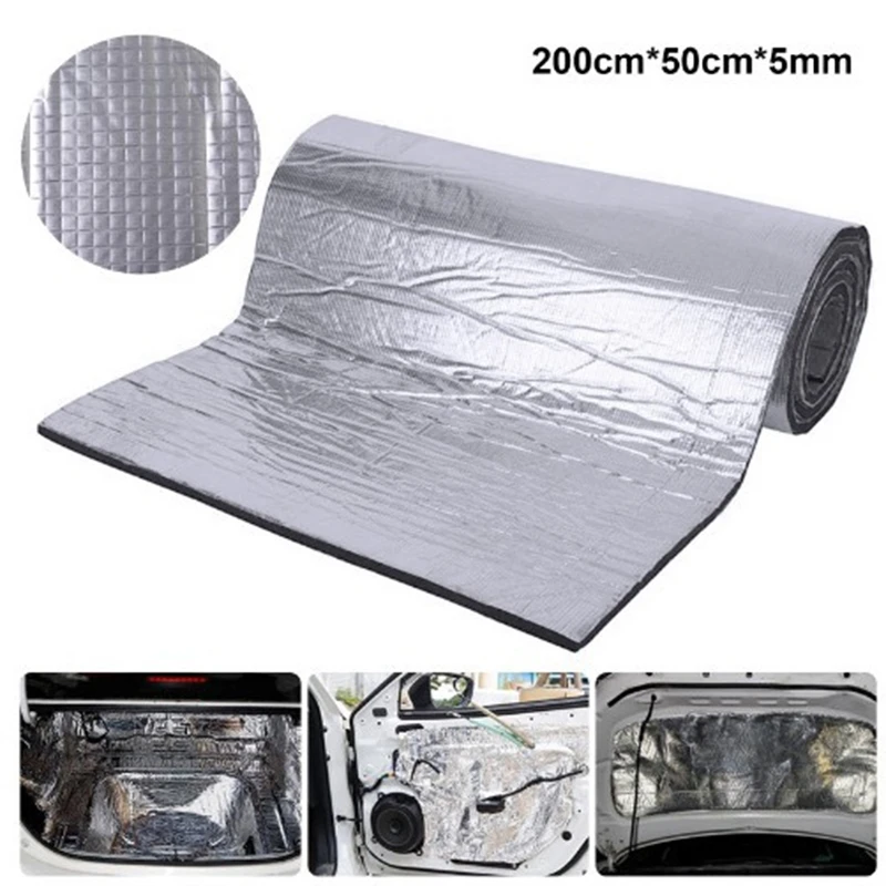 10PCS Car Heat and Sound Insulating Cotton Mats 5mm Aluminium Foil Door Bonnet Vibration Isolating Mats Noise Protection Mats