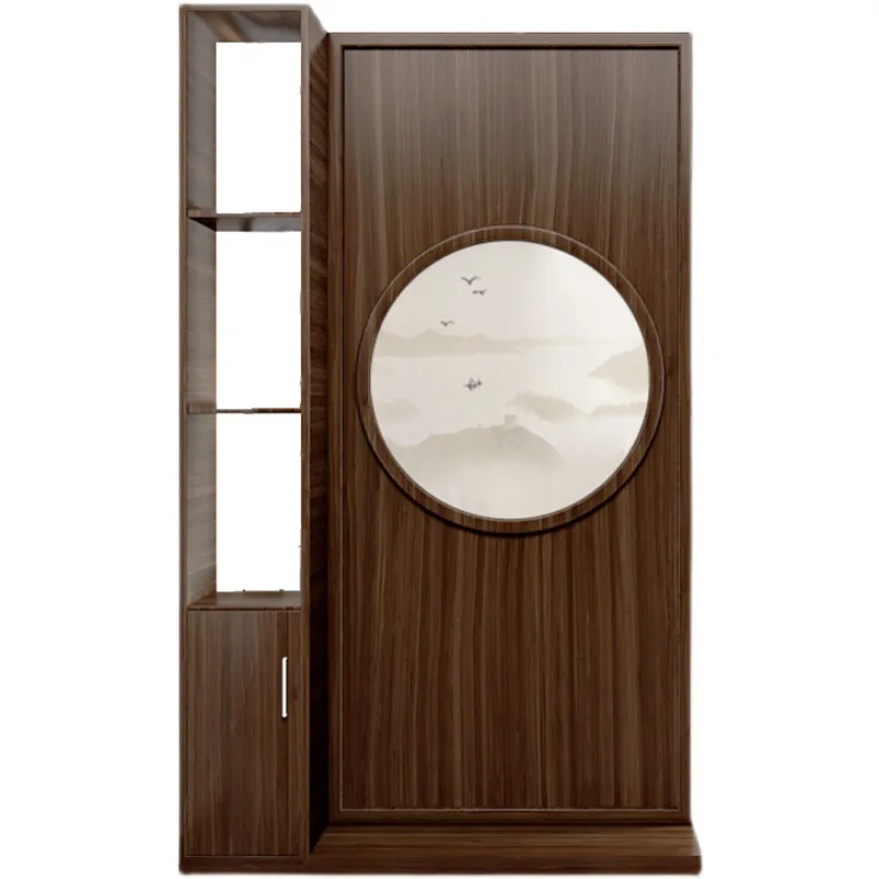 Entering the home is opposite the door entrance is screened partition cabinet is new Chinese-style