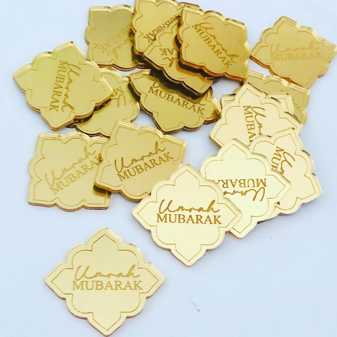 10 قطعة محفورة Umrah مبارك الاكريليك كعكة سحر مسلم الإسلامية عيد الأضحى معكوسة الاكريليك قطاعات الكيك عشاء ديكور للطاولات