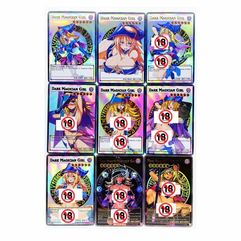 9pcs/set Nude Dark Magician Girl Sexy Yu Gi Oh English DIY Toys Hobbies Hobby Collectibles Game Collection Anime Cards