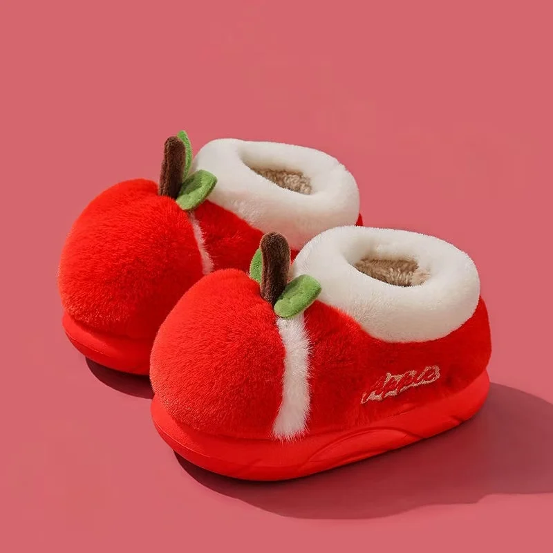

Winter New Children Cartoon Home Cotton Shoes Boys And Girls Thickened Plush Warm Soft Sole Non Slip Slip On Fluffy Cotton Shoes