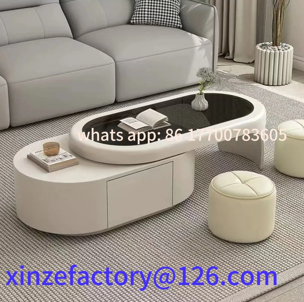

Customizable Convertible Coffee Table Living Room Home Small Apartment Tempered Glass Simple High-end Tea Table