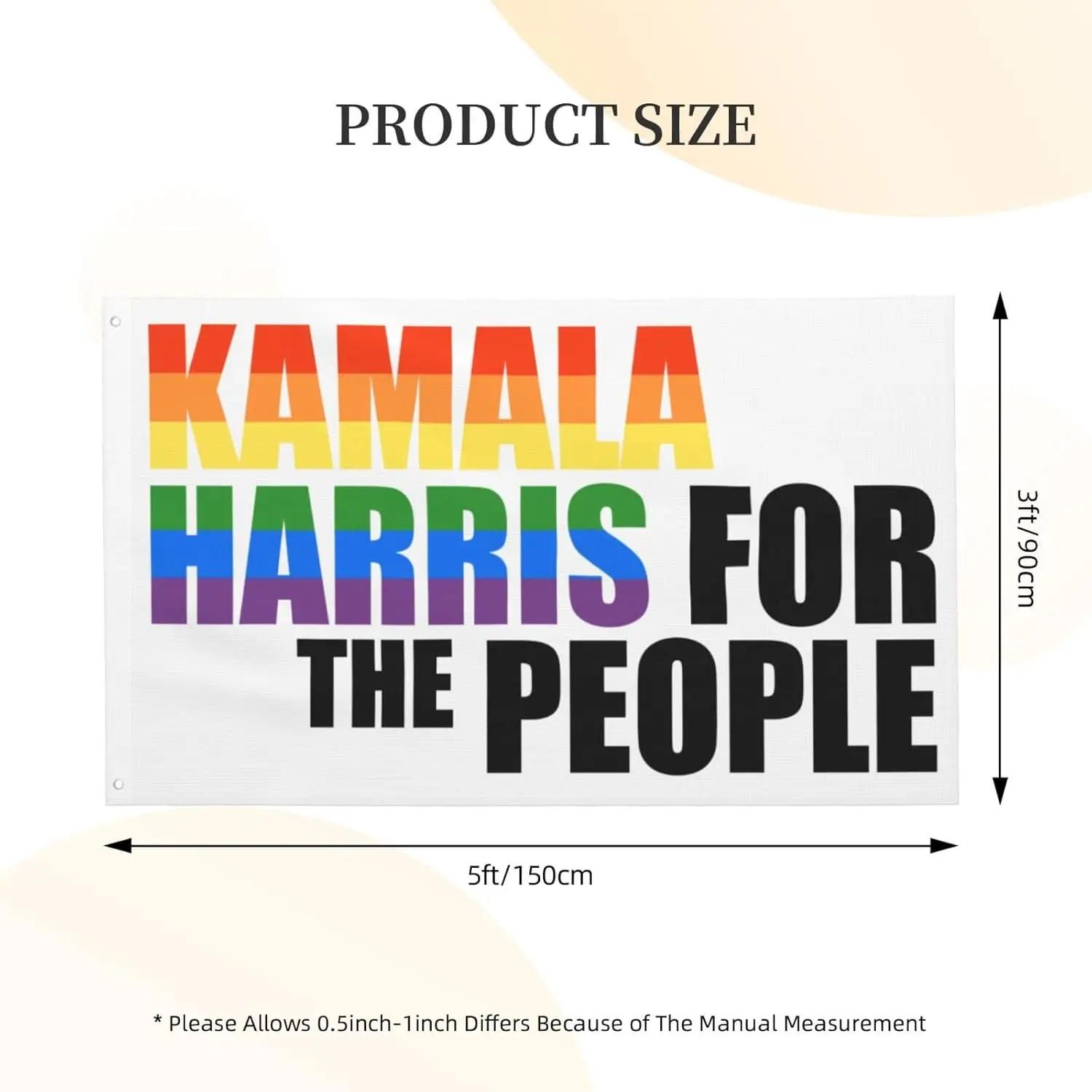 Flagnshow 100% Polyester Kamala Harris 2024 Lgbt Gay Pride Rainbow Flag