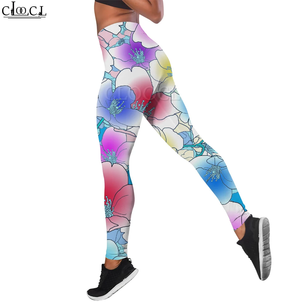 CLOOCL New Women Legging Watercolor Flowers Pattern 3D Printed Trousers High Waist Stretch Fitness Leggings Exercise Shaping