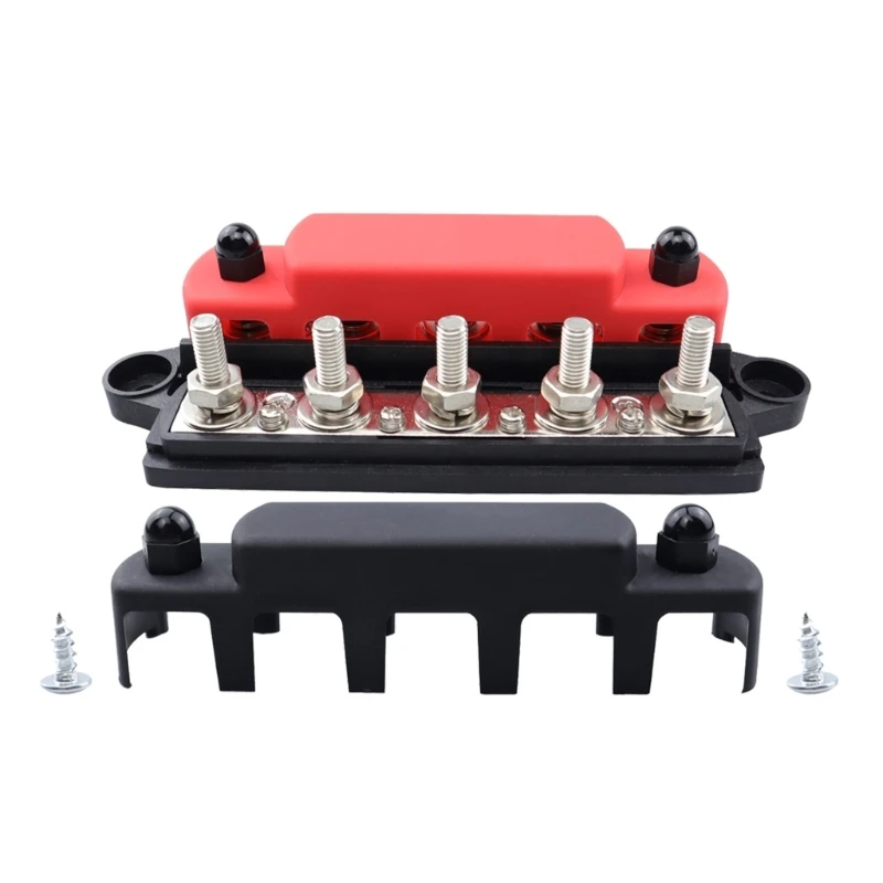 

Ground Power Distribution Block BusBar 5 Post Wiring Insulated Busbar Terminal for Auto Car Boats Caravans L9BC