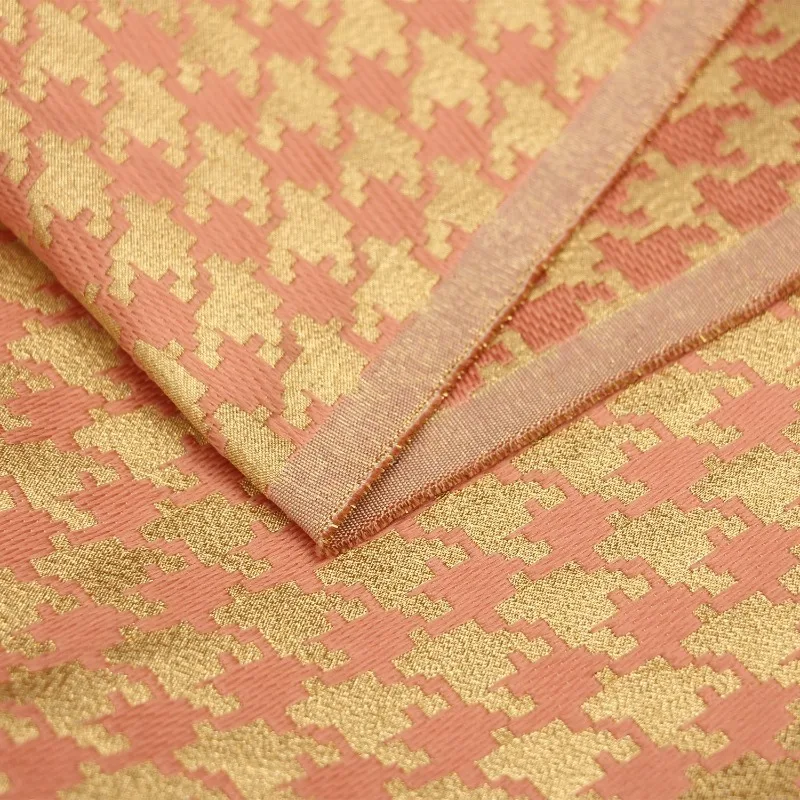 แฟชั่นพันนกตารางผ้าฝ้ายโพลีเอสเตอร์ Jacquard แฟชั่นผ้าชุดม้าเสื้อแจ็คเก็ตผ้าออกแบบ