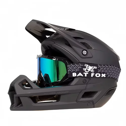 Imagen 2 del producto BATFOX casco integral para bicicleta de montaña, casco de ciclismo de montaña para descenso, casco de motocross de alta calidad con visera, casco para bicicleta