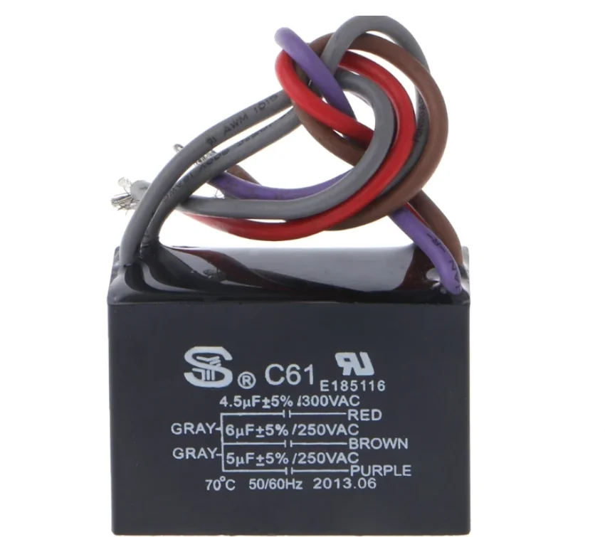 CBB61 Electrical Power Relay Connecting Capacitor 4.5uf+6uf+5uf 250V 300v 5 Wire