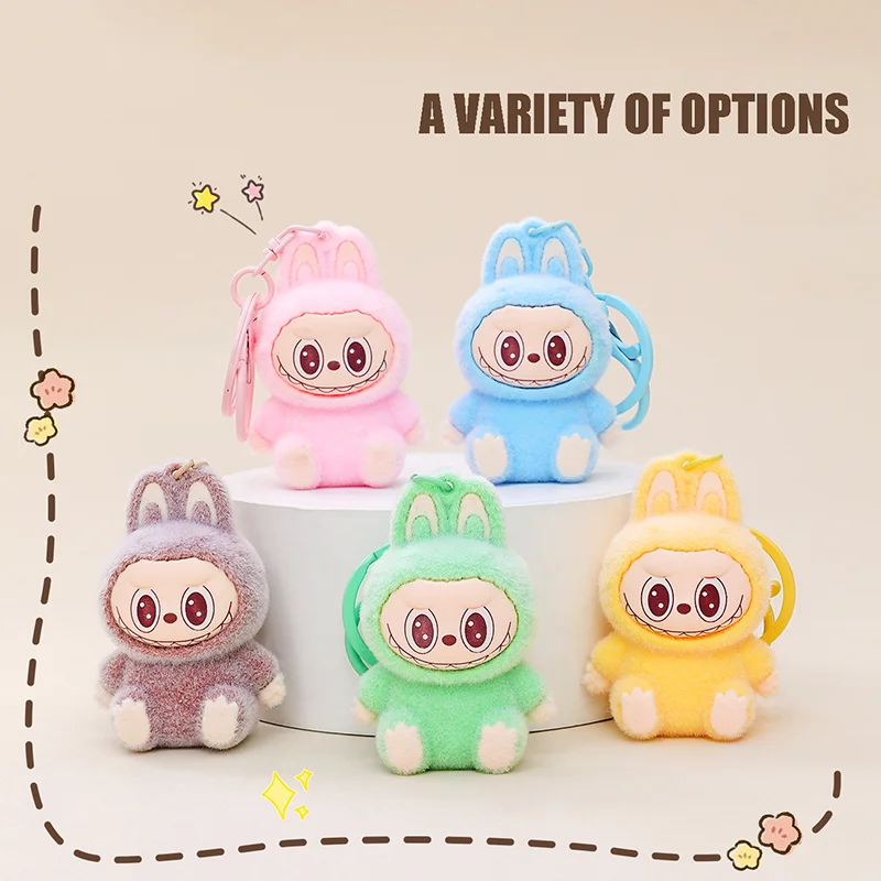 Kawaii Labubu Keychain Cartoon Cute Labubu Backpack Pendant Decorative Monsters Doll Car Keychain Charm Keyring Festivals Gifts