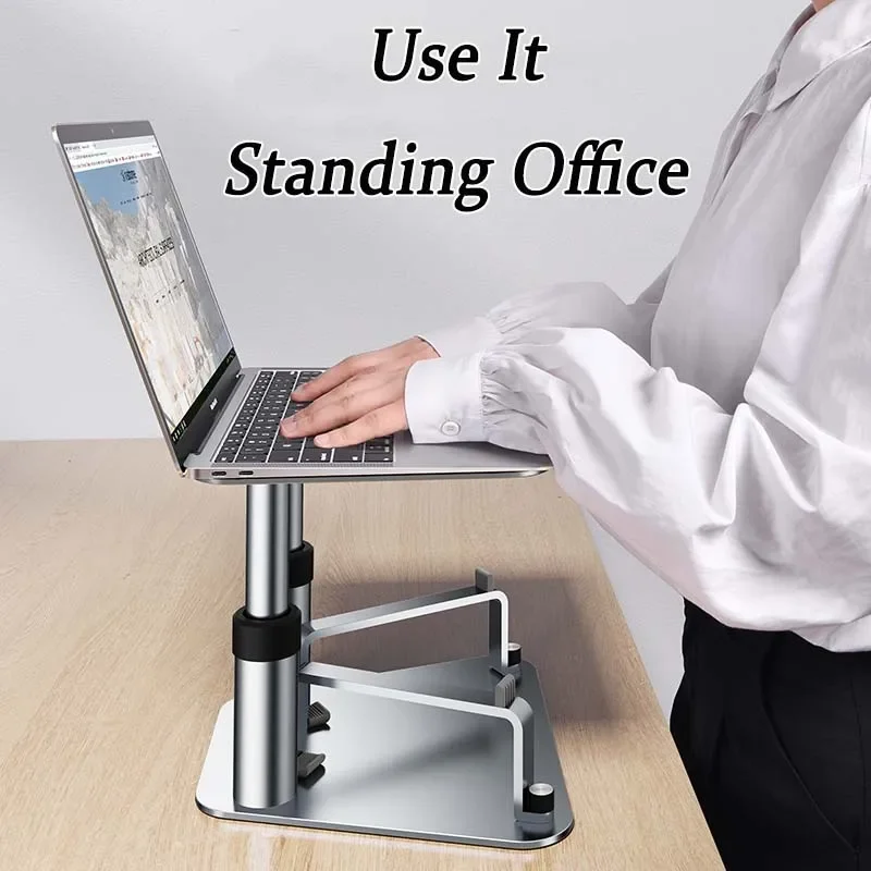 Oatsbasf 2in1 laptop table with phone stand for office Aluminum Alloy Computer Monitor Heightening Stand adjustable Laptop desk