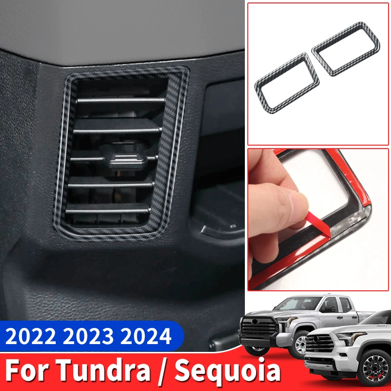 Suitable for 22-24 Toyota Tundra Sequoia rear air conditioning outlet decoration frame carbon fiber pattern internal modificatio