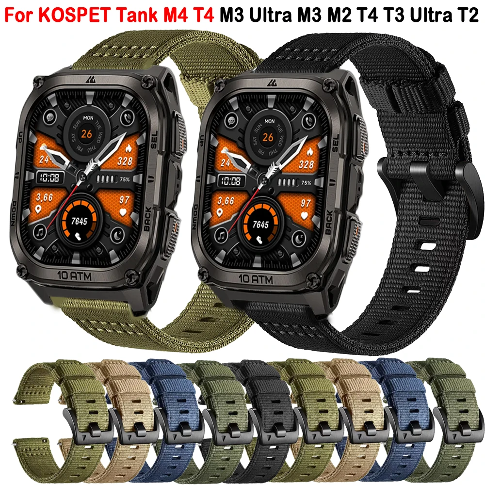22mm Nylon Strap for KOSPET Tank M4 T4 Wriststrap Band For KOSPET TANK M3 Ultra M3 M2 T3 Ultra T3 T2 Bracelet man Accessories