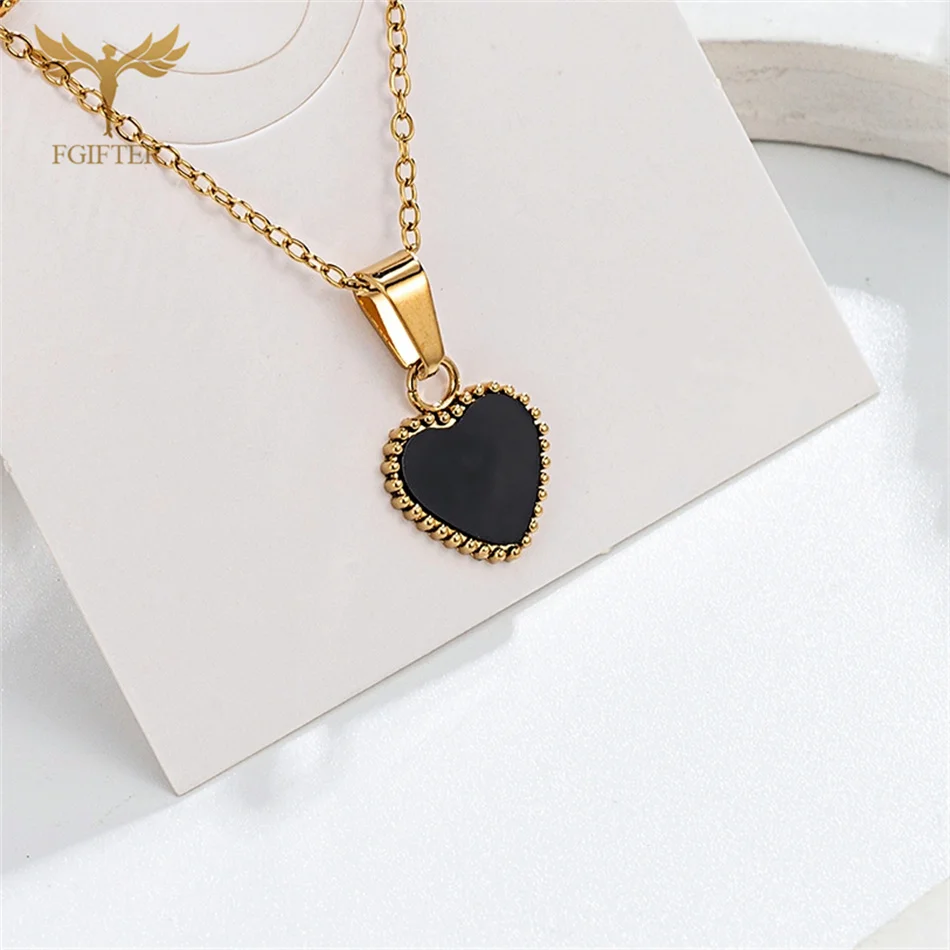 Fashion Women Jewelry Set Wedding Engagement Gifts Golden Stainless Steel Heart Earrings Pendant Necklace High Quality Plated