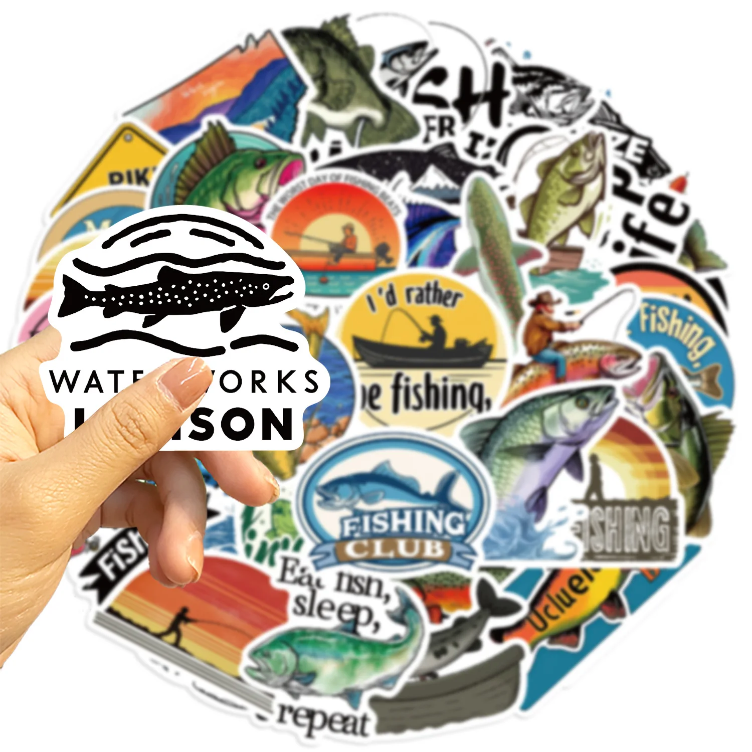 

50PCS Sea fishing Animals Graffiti Stickers Skateboard Phone Guitar Laptop Waterproof Cool Cartoon DIY Sticker Decals Toys Gifts