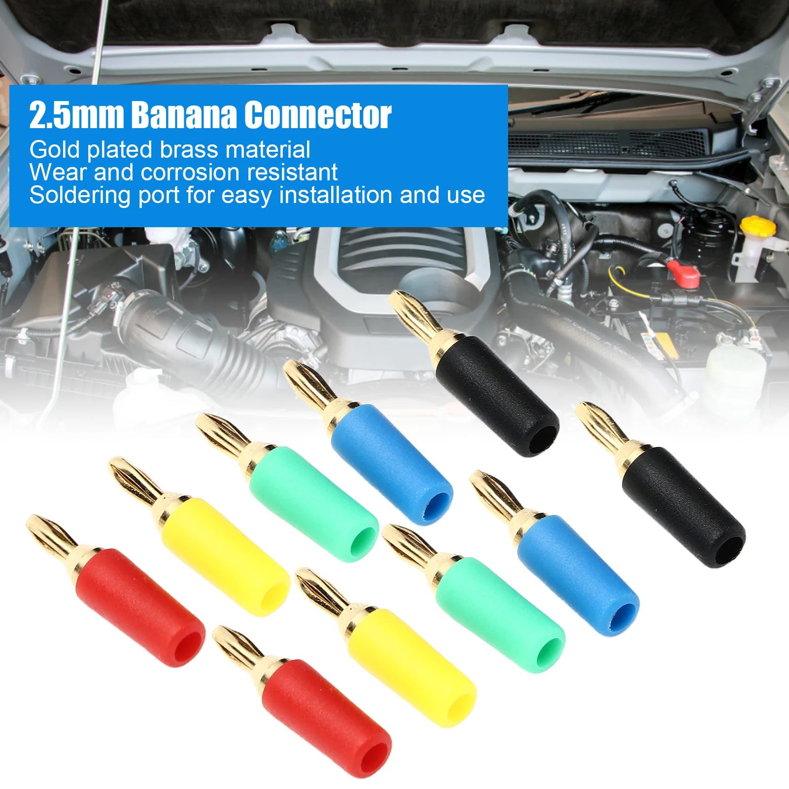 2.5mm Banana Connector 2.5mm Banana Plugs Brass Gold Plated Soldering Banana Connector Assortment for Speaker Wire Banana Plugs