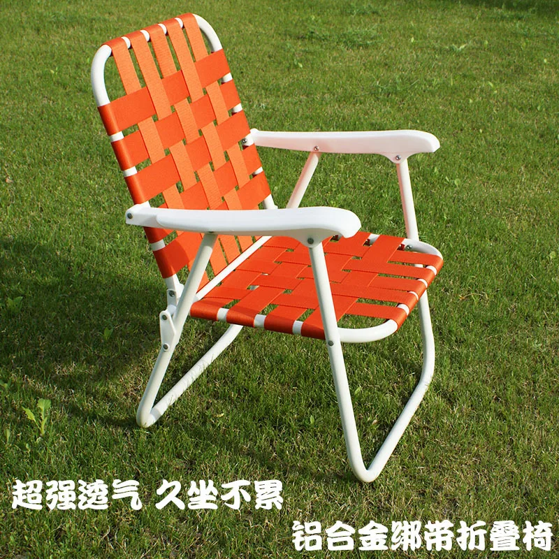 Aluminum alloy folding chair Outdoor leisure chair Camping picnic Lightweight installation-free strap chair Portable