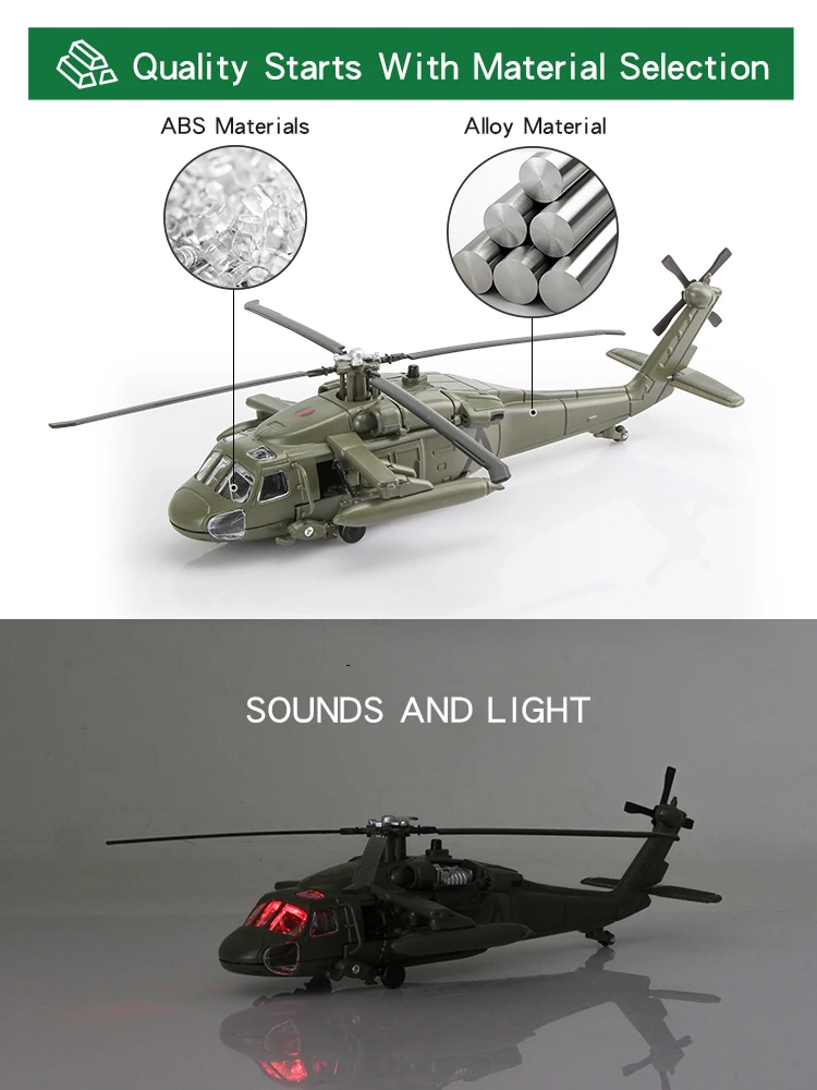 UH-60 Utility Helicopter Simulation Exquisite Diecasts & Toy Vehicles HuaYi 1:64 Alloy Military Model Metal Airplane Kids\' Gifts