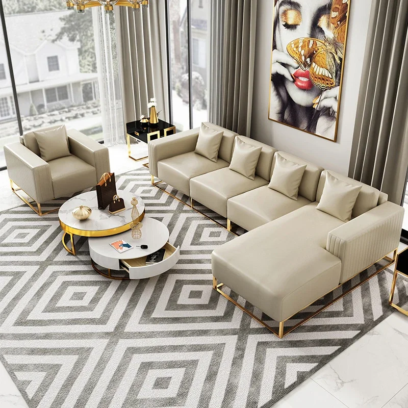 

Современный дизайн, угловой кожаный диван, диваны для гостиной, комплект модульной мебели для дома, секционный L-образный роскошный диван