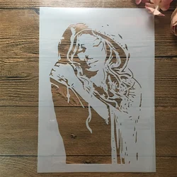 A4 29cm Sleep Girl Woman DIY Layering Stencils Wall Painting Scrapbook Coloring Embossing Album Decorative Template