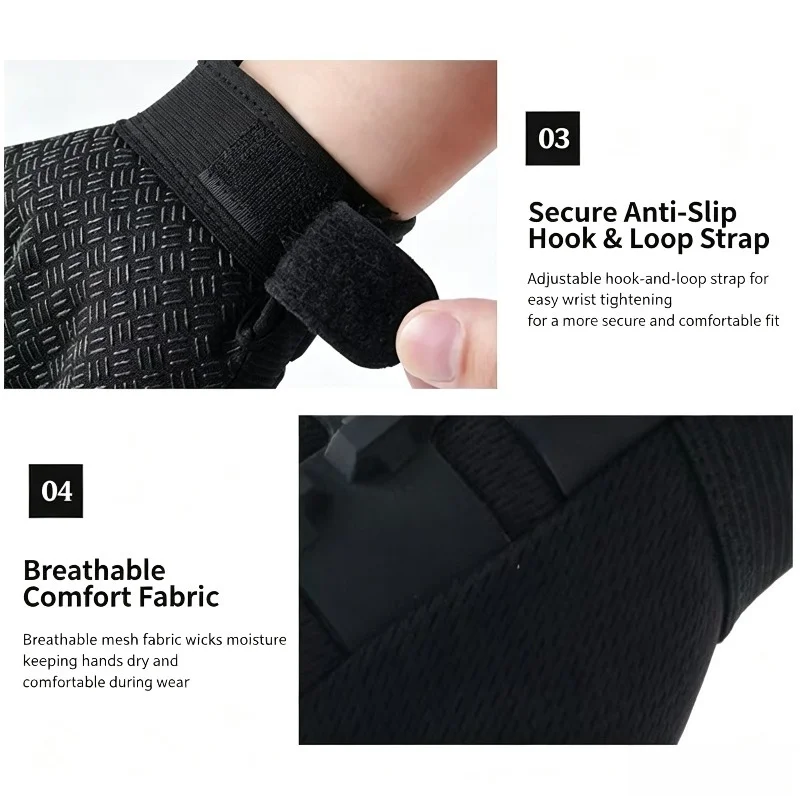 Motorradhandschuhe mit Touchscreen-Funktion, atmungsaktive Sommerhandschuhe für Motorradfahrer, Motorradhandschuhe mit vollen Fingern, Motocross-Handschuhe. – Detail 4