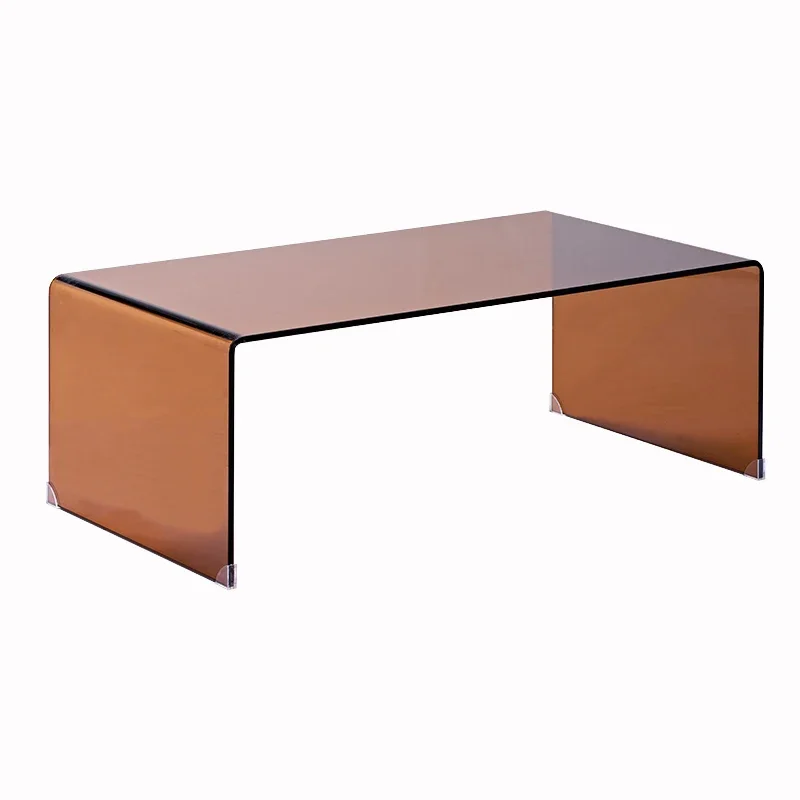 Internet celebrity designer coffee table, light luxury, modern living room, simple small household, brown glass small table