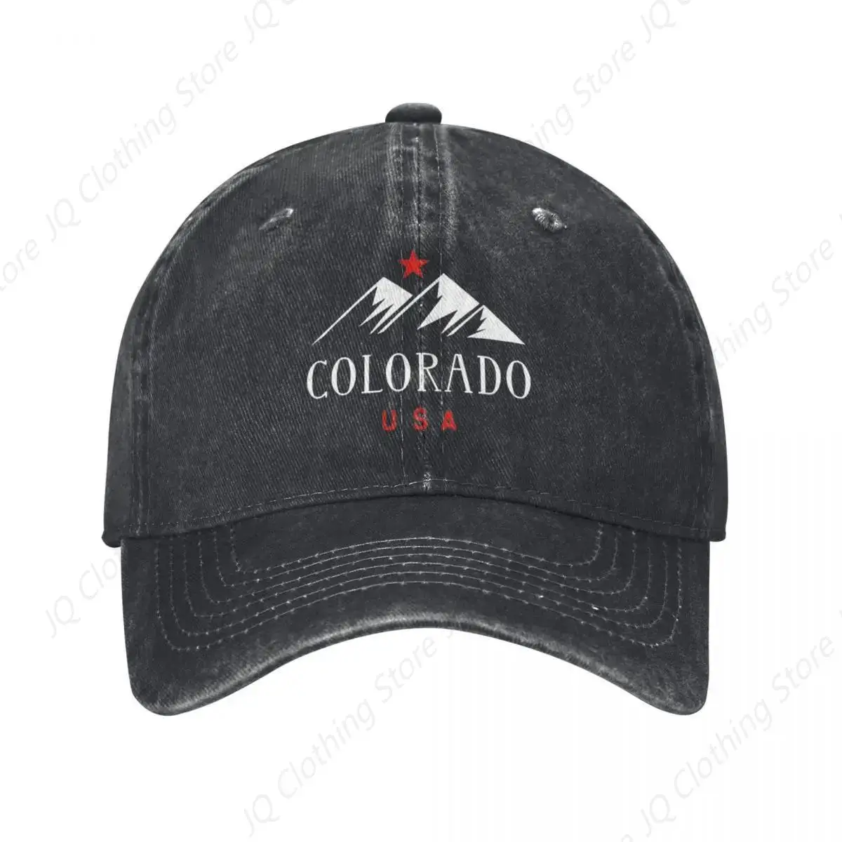 Colorado USA Mountains With Star Baseball Cap Casual Distressed Cotton Headwear Unisex Outdoor Workouts Unstructured Soft Hat