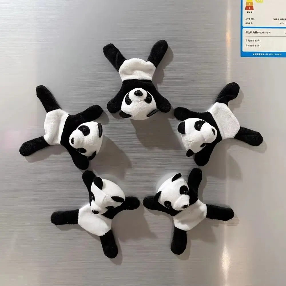 Nuevo Mini Panda de peluche, imán para refrigerador, Panda decorativo relleno, juguete de peluche, decoración para refrigerador de dibujos animados