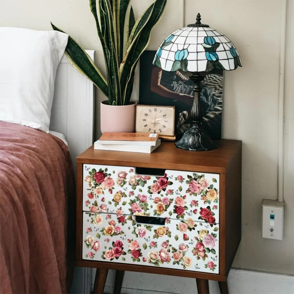 3pcs/Set Flower Rub on Transfers for Furniture and Crafts 6x12 Inch Colorful Roses Decals Small Florals Transfer Stickers view 5