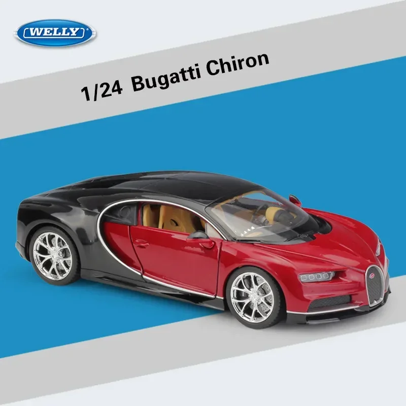 

Модель автомобиля WELLY 1:24 Bugatti Chiron из литого сплава, коллекционная Миниатюрная модель автомобиля, украшение, праздничный подарок, оптовая продажа