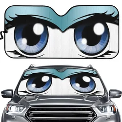 Universal Cartoon Eyes Car Sunshade, Refletor do pára-brisa dianteiro Sun Shade, Viseira solar, Verão Auto Sunshade Proteger