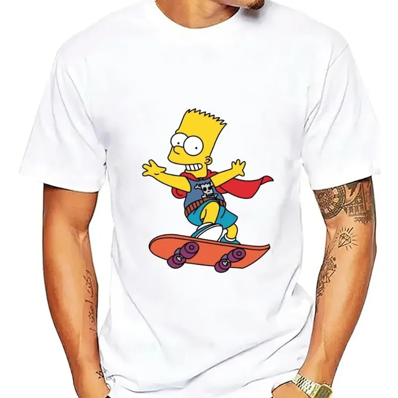 MINISO Disney Cartoon Funny The S-Simpsons Cool T Shirt Men Couple Combination Women Clothes Short Sleeve Collar Fashion Cotto