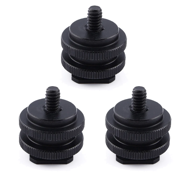 1/4 Hot Shoe Mount Phone Holder Dual Nut Cold Shoe Adapter Bracket For Canon Sony Nikon DSLR Camera Studio Accessories