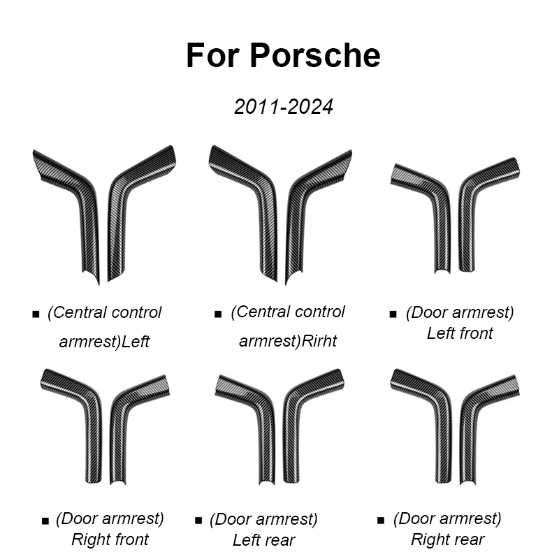 For Porsche Cayenne 2011-2024 Car Carbon Fiber Central Console Door Armrest Protective Cover Panel Pull Handle Accessories - Image 6