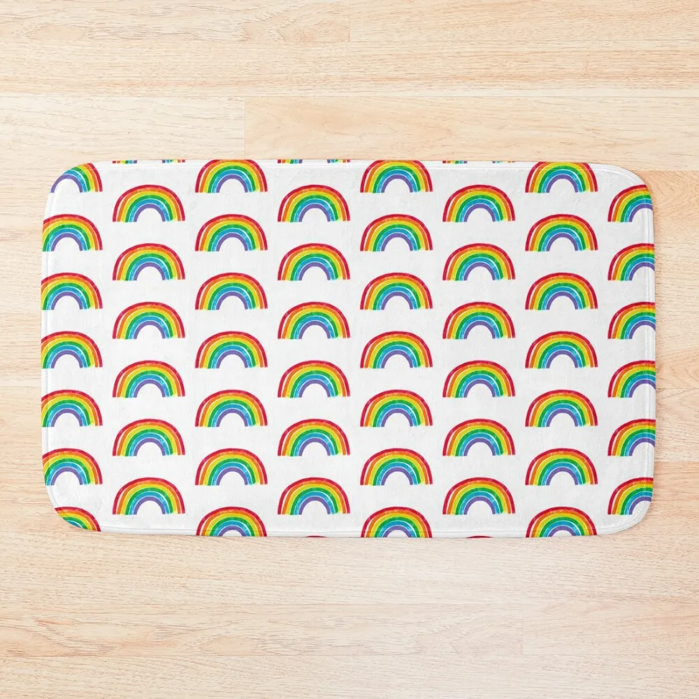

Rainbow Stripes in Sketchy Style Bath Mat Bedroom Carpet DoorFor The Door Mat