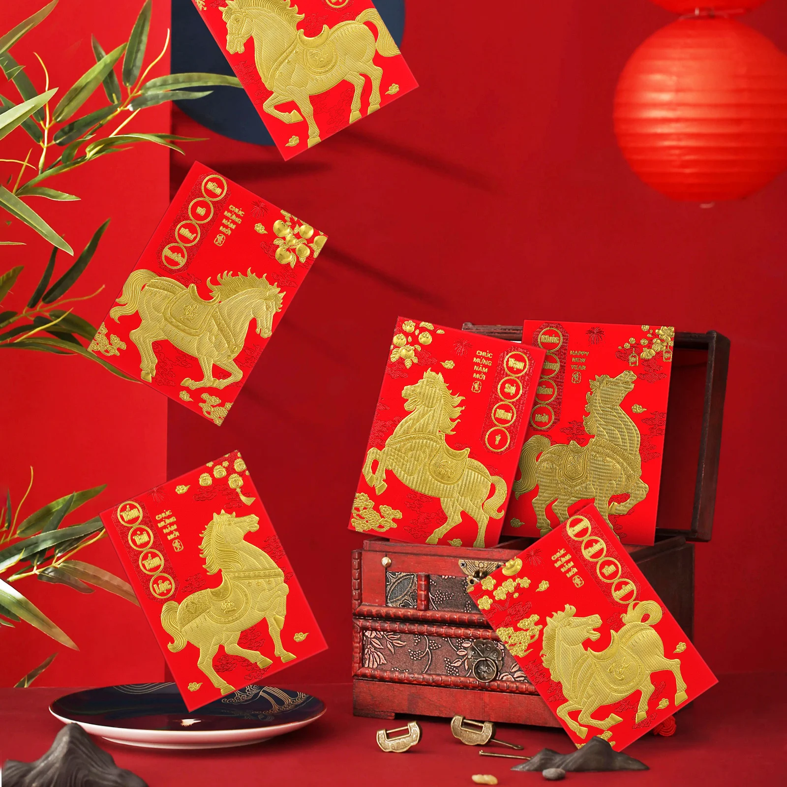 120Pcs Vietnamese Red Envelopes Horse Year 2026 Lunar New Year Cash Packets Lucky Money Envelopes Chinese Red Envelope