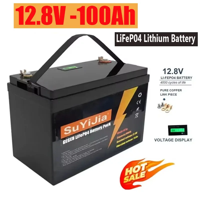 12.8V 100Ah LiFePO4 Battery Pack Grade A 5000+ Cycles Lithium Batter 12V 150A Built in BMS for Solar RV Boat Off-grid Batteries