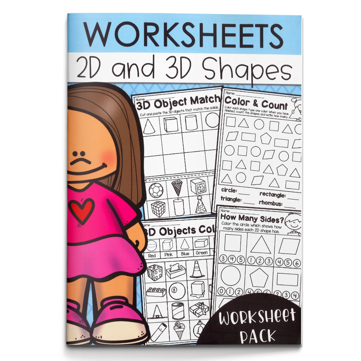 2D & 3D Shapes Worksheets for Homeschool & Classroom - Math Practice Sheets with Color & Count, Identifying Geometric Shapes