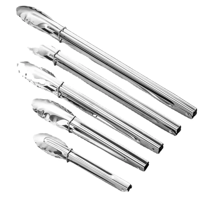 Kitchen Food Stainless Steel Tong Tool Heat Bread Salad BBQ Cooking Serving Utensil Bead Clip Clamp Meat Barbecue Tools Buffet