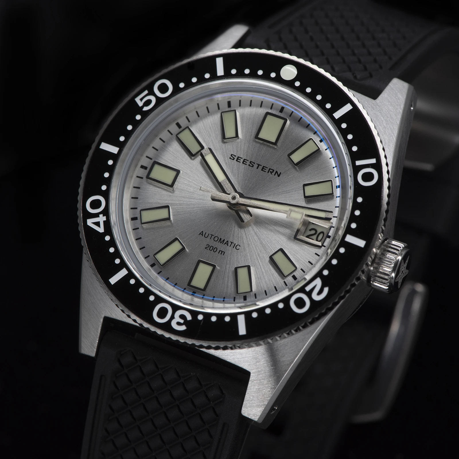 SEESTERN 62MAS Diving Watch Men Automatic NH35 Movement Mechanical Wristwatch Luminous Sapphire Glass Bracelet with FKM Rubber