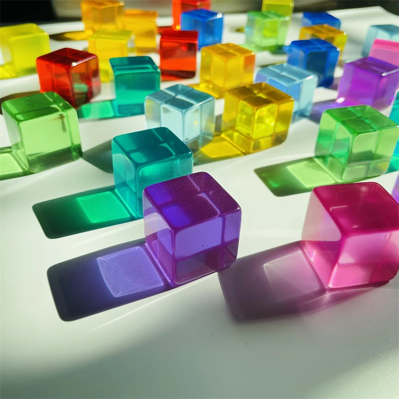 Acryl Cubes Rainbow Gem Blokken Transparante Stapelen Speelgoed Zintuiglijke Training Crystal Speelgoed Vroege Educatief Speelgoed Voor Kinderen