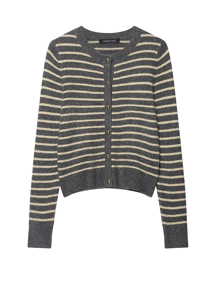 

Женские модные свободные полосатые асимметричные вязаные свитера, винтажные женские пуловеры на молнии с длинными рукавами, шикарные трикотажные топы