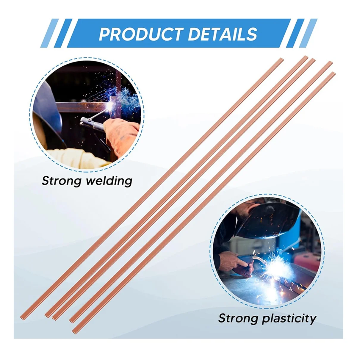 A40T Sticks Brazing Rods, BCuP-5 15% Silver Solder Copper Phosphor Welding Rods Industry Grade 0.050x1/8x10inch 40pcs